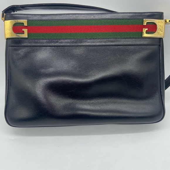 Vintage Gucci Leather Shoulder Bag with Sherry Strip - Picture 9 of 16